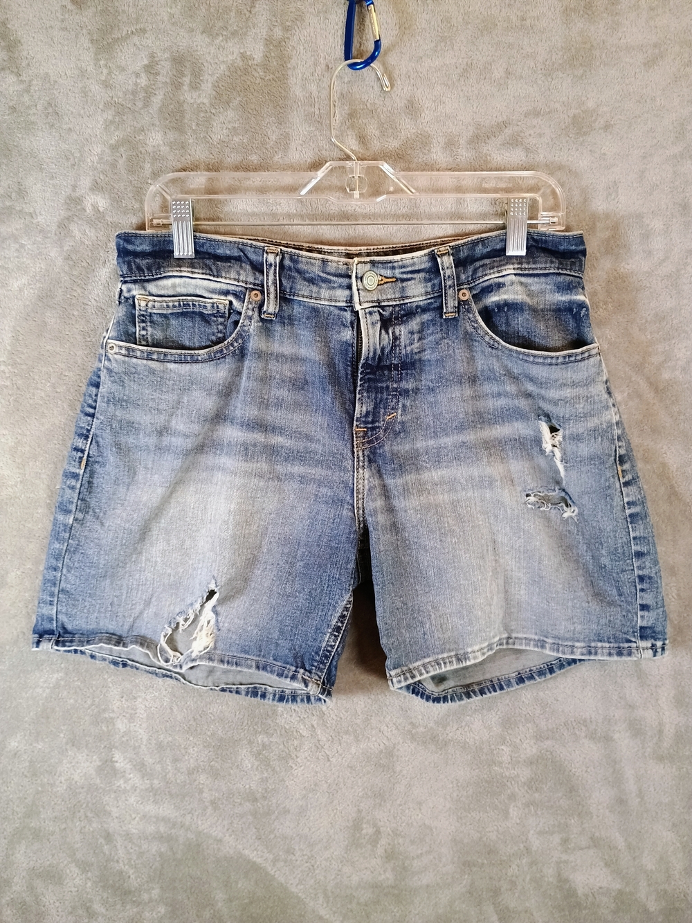 Lucky Brand Distressed Light Blue Denim Jean Shorts Mid Rise Ava Size 6